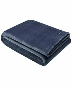 Nautica Solid Ultra Soft Plush Navy Throw Home