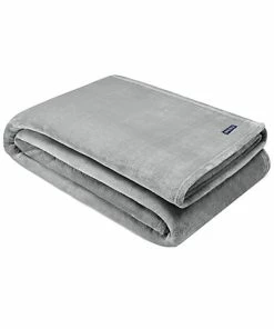 Nautica Solid Ultra Soft Plush Grey Throw Home