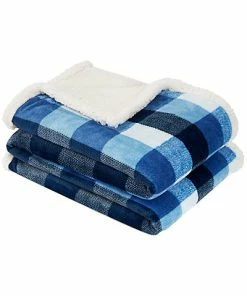 Nautica Herringbone Check Plaid Ultra Soft Plush Throw Home