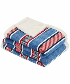 Nautica Center Coast Stripe Ultra Soft Plush Throw Home