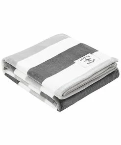 Nautica Awning Stripe Micro Flannel Reversible Throw Blanket Home