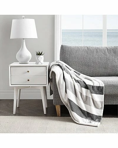 Nautica Awning Stripe Micro Flannel Reversible Throw Blanket Home 4 Nautica Awning Stripe Micro Flannel Reversible Throw Blanket Home - Image 2