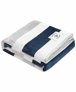 Nautica Awning Stripe Micro Flannel Reversible Throw Blanket Home