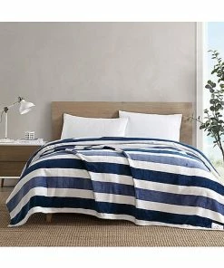 Nautica Awning Stripe Ultra Soft Plush Fleece-Blanket Home