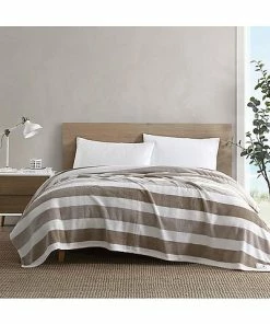 Nautica Awning Stripe Ultra Soft Plush Fleece-Blanket Home