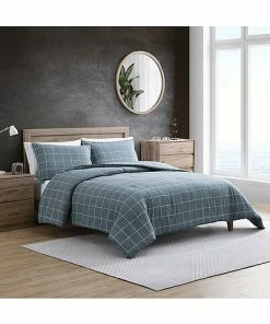Nautica Apley Grid 100% Cotton Flannel Comforter Home
