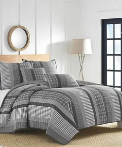Nautica Gulf Shores Charcoal Quilt Set Home