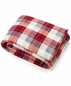 Nautica Bluff Plaid Grey Blanket Home