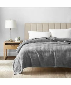 Nautica Rope Stripe Grey Blanket Home