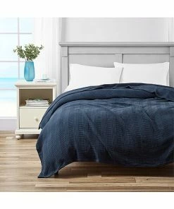Nautica Rope Stripe Navy Blanket Home