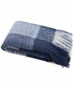 Nautica Large Plaid Faux Mohair Throw Home