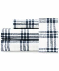 Nautica Basic Plaid 3Pc Dusted Indigo Sheet Set Home