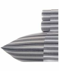 Nautica Coleridge Stripe 4Pc Charcoal Sheet Set Home