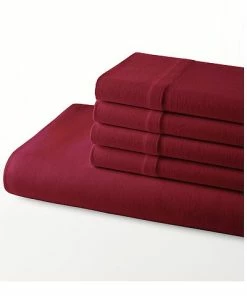 Nautica Jersey Knit Solid 5Pc Red Sheet Set Home