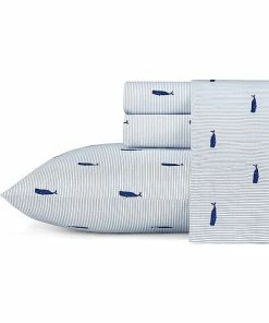 Nautica Whale Stripe 4Pc Blue Sheet Set Home